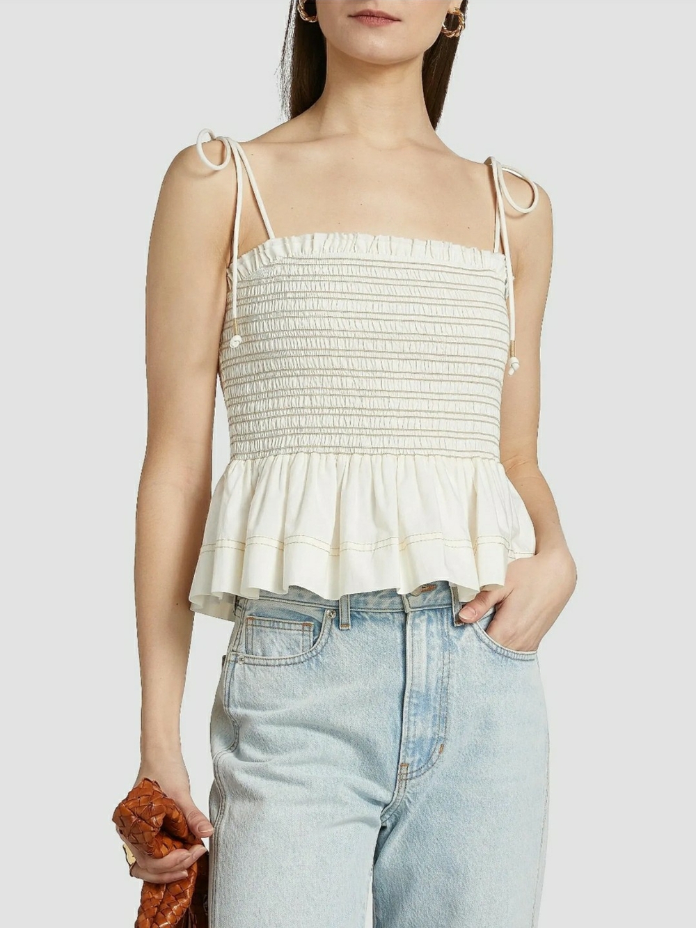 NWT Veronica Beard Ophelia Cotton Smocked Top